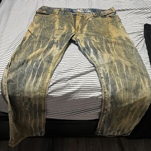 Stylish Blue and Tan Men's Jeans